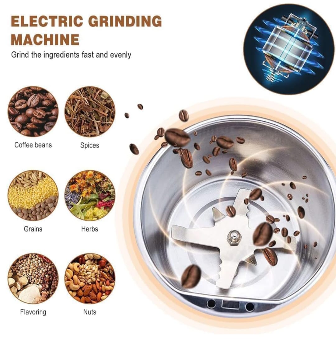 Electric Portable Grinder Stainless Steel Herbs Spices Nuts Powerfull Grinder